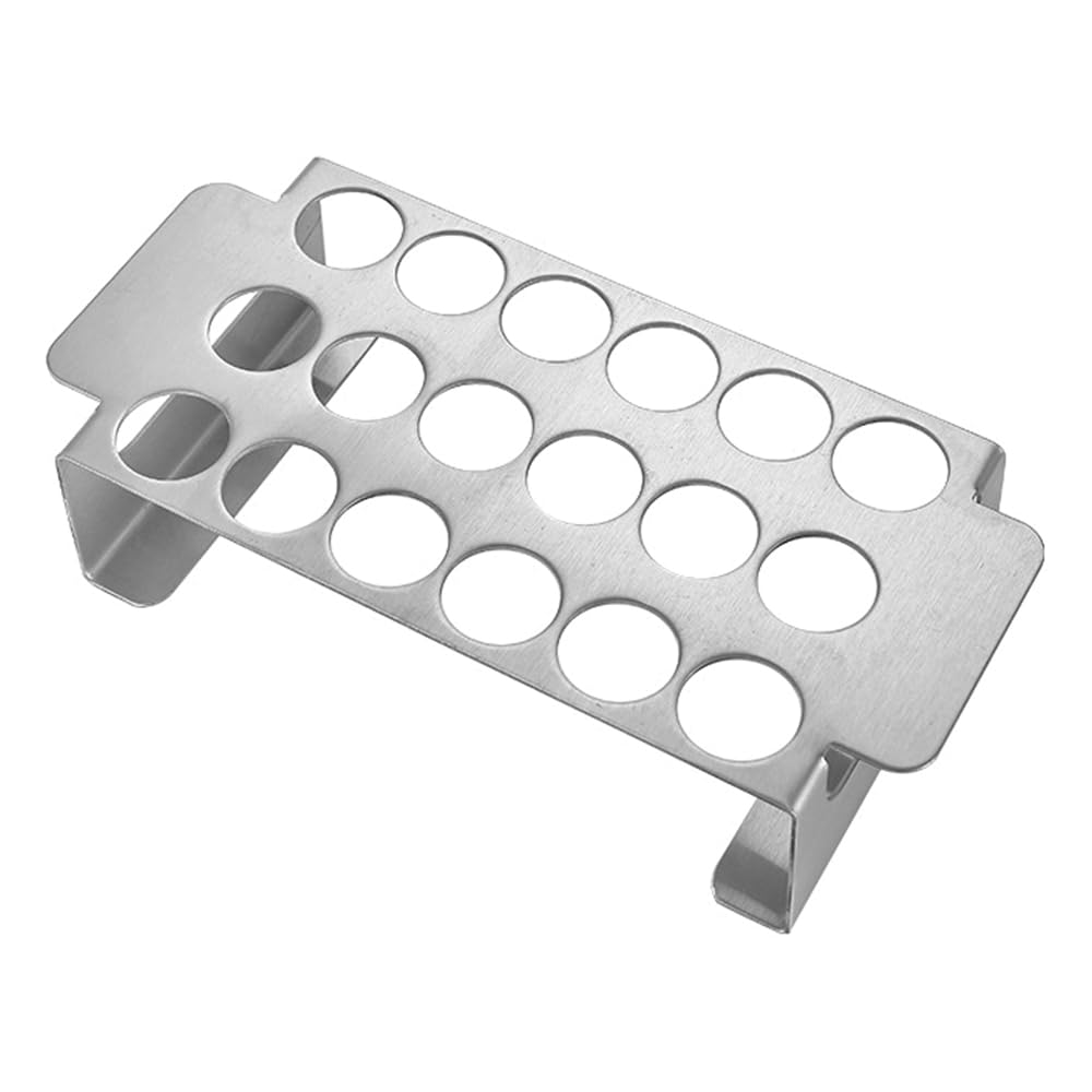 POFET 18 Hole Grill Chili Rack,Non-Stick Lightweight Portable Stainless Steel Barbecue Peppers Grill Rack with Handle for Chili,Chicken Legs,Popper Rack for BBQ Smoker or Oven