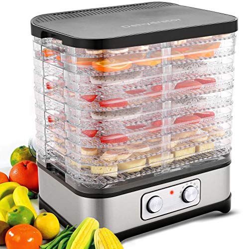 Food Dehydrator Machine - BPA Free Drying System With Nesting Tray - For Beef Jerky Preserving Wild Food and Fruit Vegetable Dryer in Home Kitchen(Button/400W-8Layer)