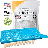 Mary Tylor Naturals Lip Balm Container Kit with Fill Tray and Spatula, BPA Free, Made in the USA, Includes 50 Clear Lip Balm Containers with Caps (0.15 oz each)