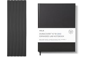 Vela Sciences N7-B Expanded DuraCover Lab Notebook, 9.25 x 11.75 in (23.5 x 30 cm), 144 Pages, Gray Saturated Weave, Permanent Bound, 70lb Heavyweight Paper (6-Pack, Grid)