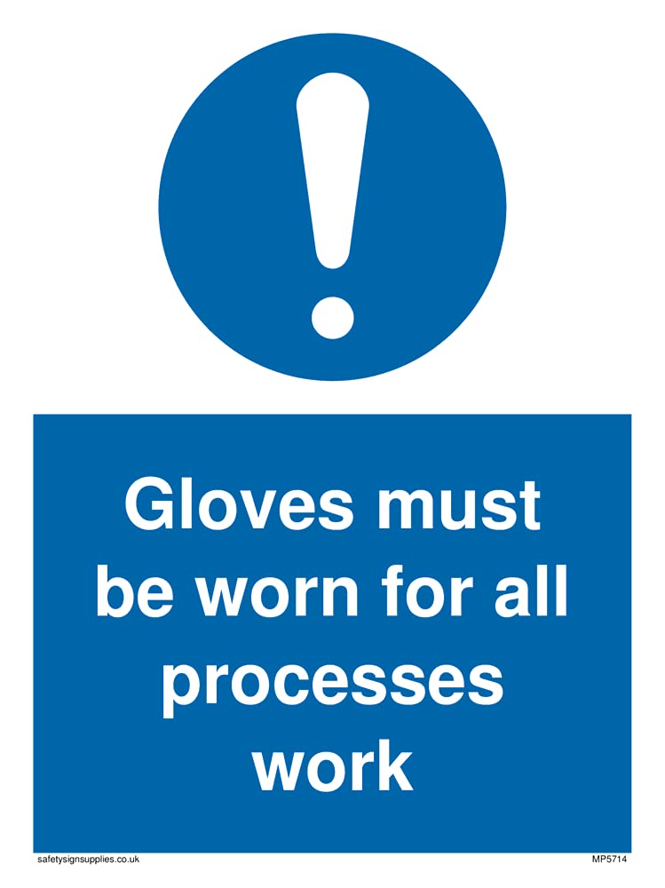 Pack of five - Gloves Must Be Worn For All Process Work Mandatory Sign - 150x200mm - A5P