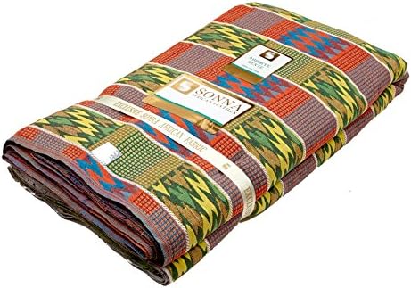 Sonna USA Ribbon Kente African Print 12 Yard Turquoise/Orange