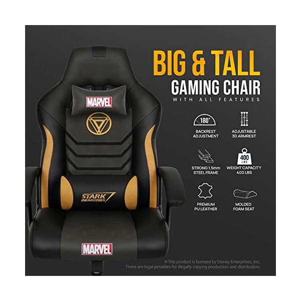 Silla Gamer Marvel Avengers Iron Man Eco Cuero Reclinable - Imagen 3