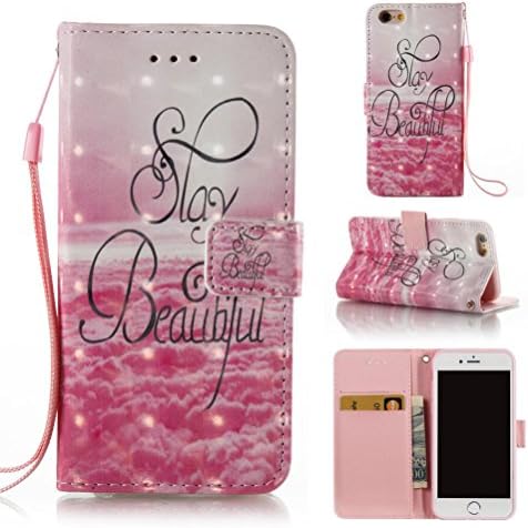 iphone 6s case, [wrist strap] Magnetic wallet case inner rubber bumper [kickstand] shock absorbent scratch resistance card holder book case gift for iphone 6s-sea