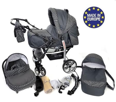 Sportive X2-3 in 1 Reisesystem einschließlich Kinderwagen mit schwenkbaren Rädern, Kinderautositz, Buggy und Zubehör (3 in 1 
