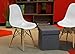 IRIS Mid-Century Modern Shell Chair with Wood Eiffel Legs, 2 Pack, Cotton White