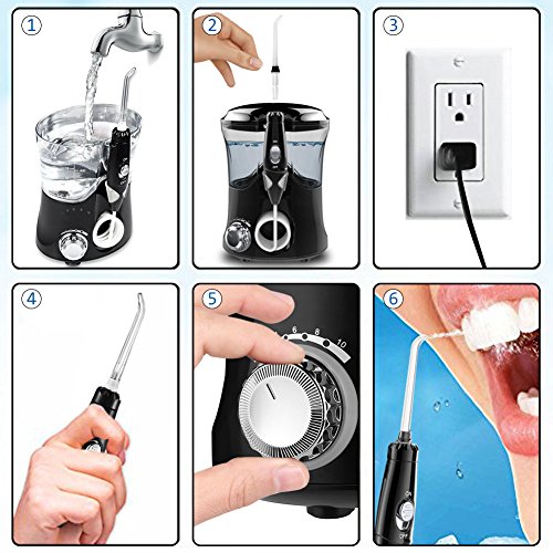 Electric Water Dental Flosser, FDA Approved Oral Irrigator Cordless for Teeth Braces Bridge Home & Travel With 600ML High Capacity 10 Pressure Setting with 7 Multifunctional Tips-Mifanstech