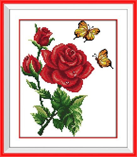 WHEEXLOCK Counted Cross Stitch kits butterfly and roses