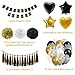 2022 Graduation Party Decorate Supplies, Black Gold Banner Balloon Tassels for Adults Kids High School College Senior Congrats Photo Frame Yard Sign