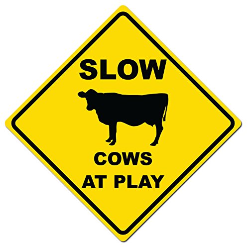 Dark Spark Decals Slow Cows At Play Caution Sign - 11