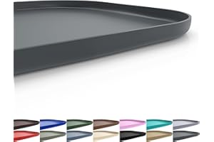 SMILOOL Silicone Pet Feeding Mat with Raised Edge for Food and Water, Dog Bowl Mats, Cat Bowls Placemat with High Lip for Floor Waterproof, Rubber Tray for Cats and Dogs 19 x 12 x 0.7 Dark Grey