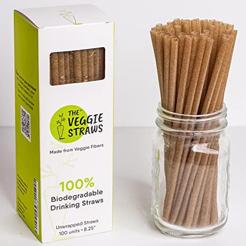 100 Biodegradable EcoFriendly Unwrapped Straws, 300ct 8.25"H, Made