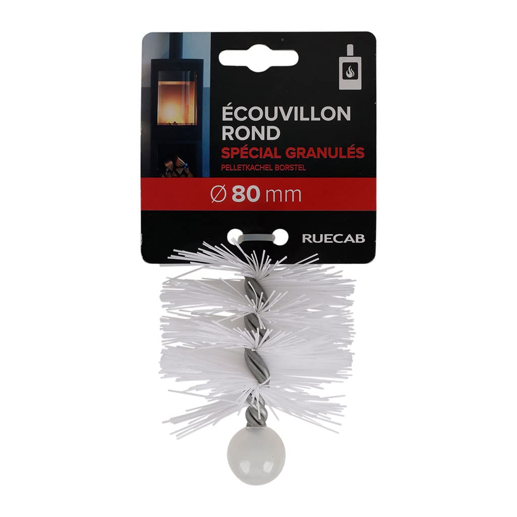 RUECAB - Nylon Chimney Brush Ø80mm, M12x1.75mm Thread, 150mm Length - Pellet Stove Brush