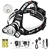 Boruit LED Headlamp 3xOriginal Cree XML L2 5800 Lumens Waterproof Headlight with Rechargeable 18650 Batteries Bright Adjustable Hands-Free Flashlight for Camping Running Hunting Reading Headband Light