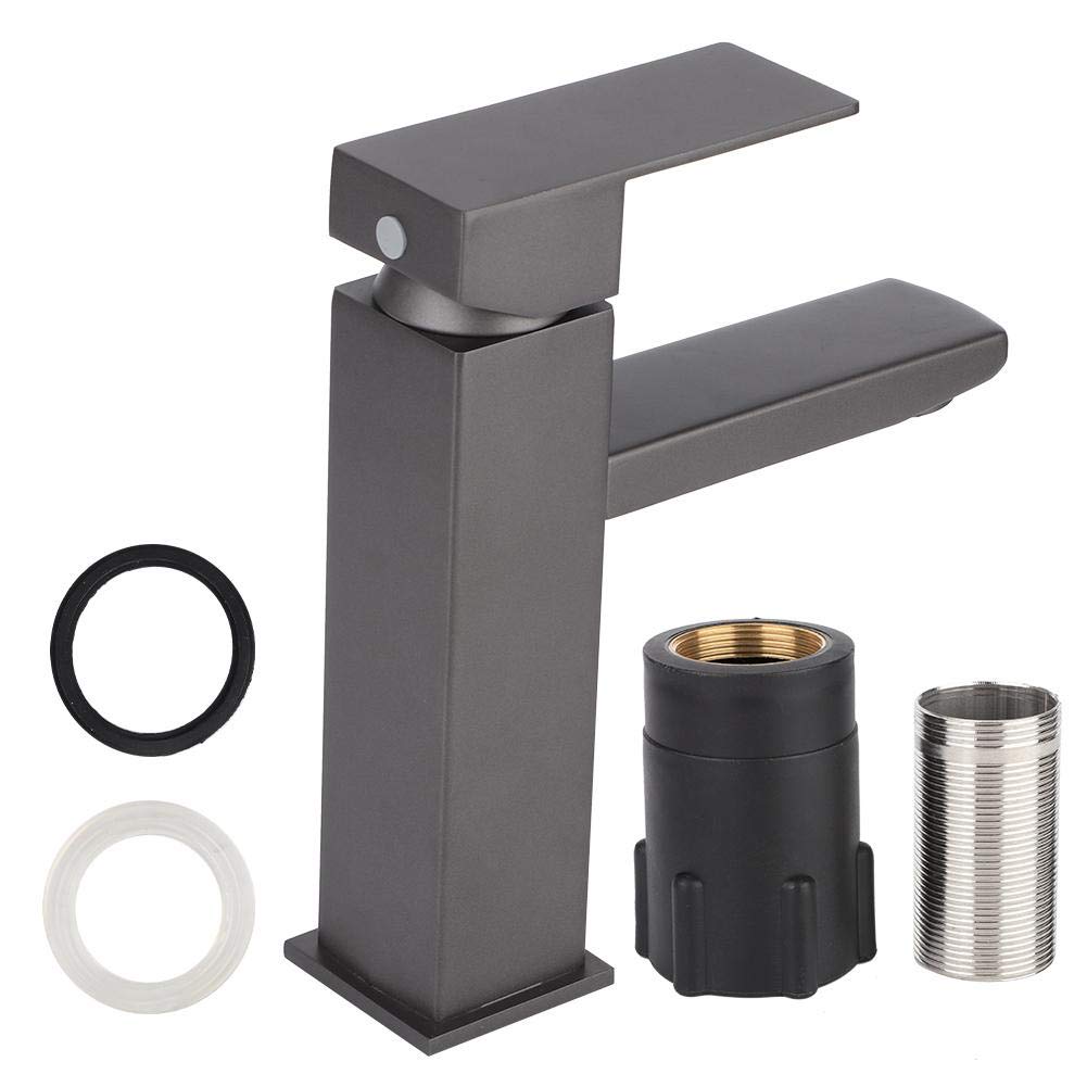 G1/2inStainless Steel Frosted Grey Faucet Short Basin Faucet Bathroom Hot and Cold Wash Basin Wash Basin Sink Faucet(#2)