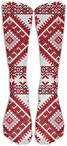 TTTea Cross-stitch Snowflake Geometry Outdoor Athletic Long High Sock Stocking