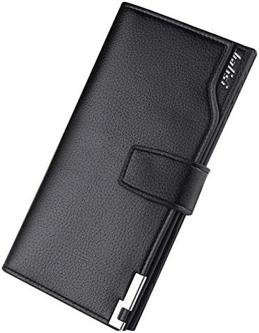 3 Color Long Wallets For Men, Slim Leather Checkbook ID/Credit Card Holder Bifold Wallet