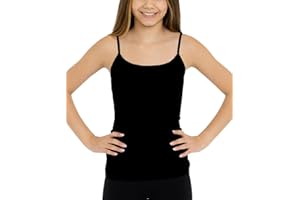 Malibu Sugar Girls Sleeveless Camisole Tank Top Camis – Side Ribbed Undershirt Tank Tops for Layering One Size Fits Age 10-14
