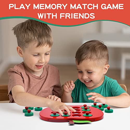 Humerry Wooden Memory Matching Game for Kids, Apple Memory Match Board