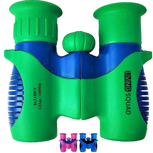 Living Squad Kids Binoculars 8x21 Shock Proof - High Resolution Compact Binoculars Set with Real Optics for Bird Watching, Hunting, Hiking - Birthday Present for Girls Boys, Outdoor Gift for Children (Best Cyber Monday Toy Deals)