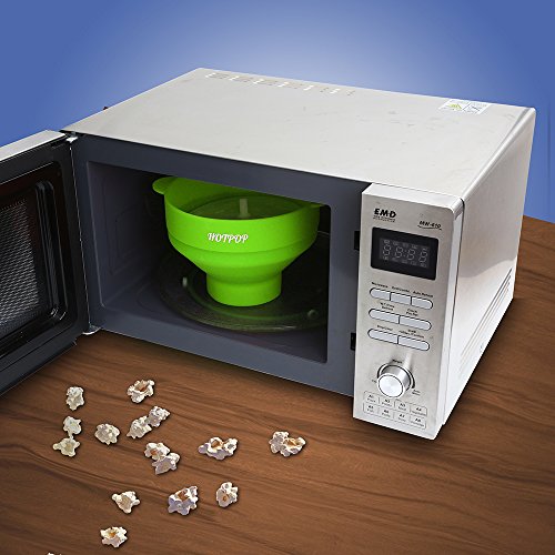 The Original HOTPOP Microwave Popcorn Popper, Silicone Popcorn Maker, Collapsible Bowl BPA Free & Dishwasher Safe (Green) - Thumbnail 4