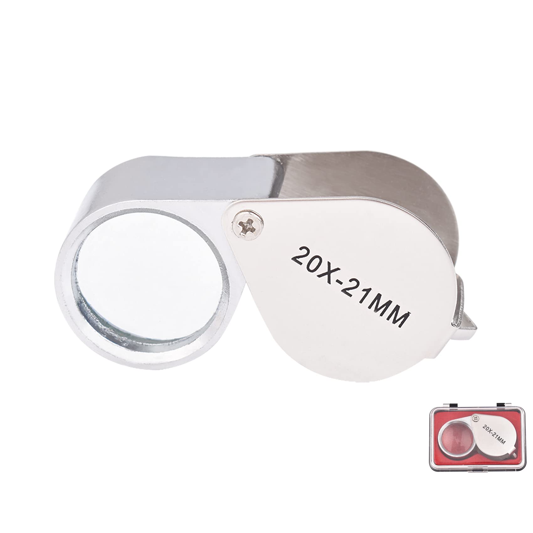 CUNTAUK Jewellers Loupe Magnifying Glass, 20X Handheld Magnifier Jewelers Loupes Magnifying Glasses with Case Applied to Science Reading Books Newspaper Insects Hobby Observation (20X)