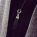 Hemlock Women Tassel Pendant Necklace Long Chain Cloth Necklace (Black)