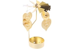 ZTEXKEE Rotating Candlestick Christmas Carousel Spinning Tea Light Gold Candle Holder for Romantic Wedding, Christmas Party, Home Table Decorations, Holiday Favor Gift