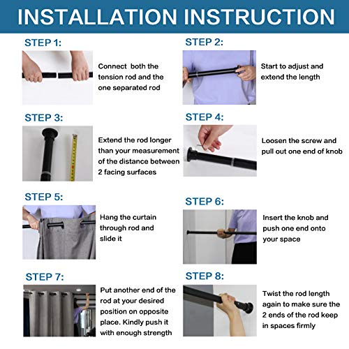 H.VERSAILTEX Decorative Extendable Width Tension Rods 28 to 50 inches