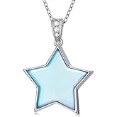 Pextrid 925 Sterling Silver Star/Moon Pendant Necklace for Women, Dainty Moonstone/Turquoise Jewelry Gifts for Mother Wife Lover Birthday Christmas Anniversary, with 18+2inch Chain