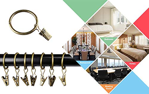 CUGBO 40Pack Curtain Clips Rings Strong Metal Decorative Rustproof Drapery Curtain Rod Ring with Clip for Windows, Bathroom, Home, Kitchen-2.48" OD-Bronze