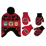 Nickelodeon Little Boys Paw Patrol Character Hat and 2 Pairs of Mittens or Gloves Cold Weather Set, Age 2-7