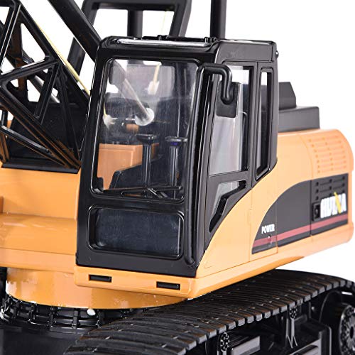 Bravetoshop 2.4G 15CH Alloy Crane Truck Engineering Vehicle RC Car for Kids, Interesting Functional Remote Control Cable Crane