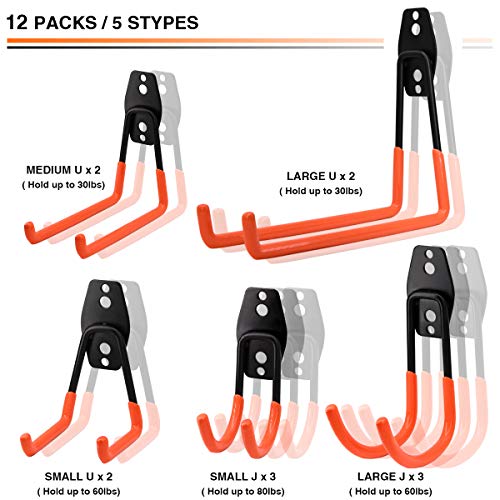 Garage Hooks,Garage Organization, Koostone 12 Pcs Steel Garage Storage