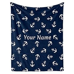 Jekeno Custom Nautical Anchor Blanket with Name