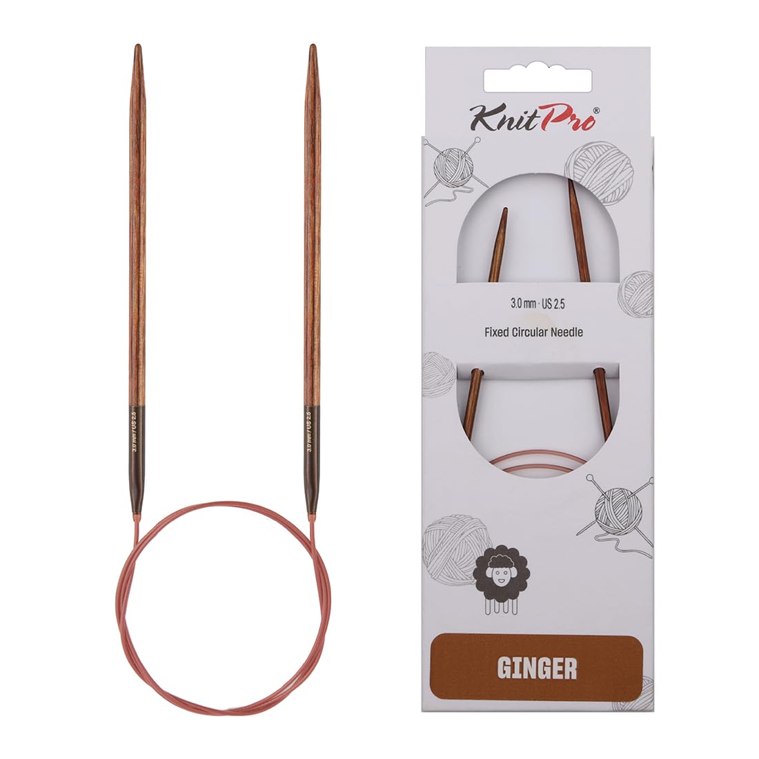 KnitPro Ginger Fixed Circular Needles 47" (120cm) | 3.00mm — image 1