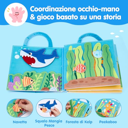 hahaland Busy Board Montessori 1 Anno - 15 in 1 Feltro Libro Montessori Interattivo Quiet Book Sensoriale Educativo - Regalo Bimbo Bimba Giochi Bambini 1 2 3 Anno