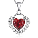 HeartMelody Heart Necklaces for Women 18K White Gold Plated Birthstone CZ Love Heart Pendant Necklace Adjustable Chain Jewelry Necklaces Birthday Gifts Present for Wife Her