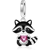 Howenal Cute Raccoon Charms for Bracelet - 925 Sterling Silver Raccoon Heart Charms for Daughter Animal Gifts for Bracelets Animal Jewelry for Birthday