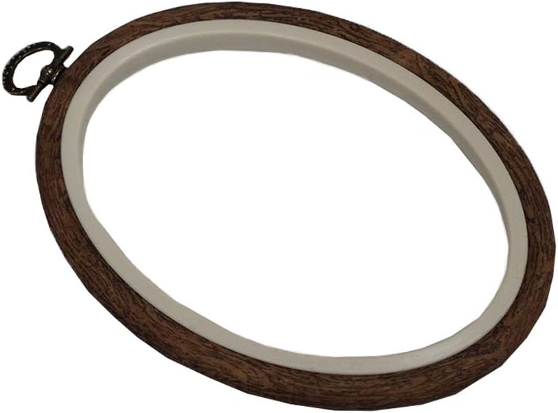 Nurge Embroidery Flexi Hoop Cross Stitch Oval Display Wood Effect 11.5cm x 15cm