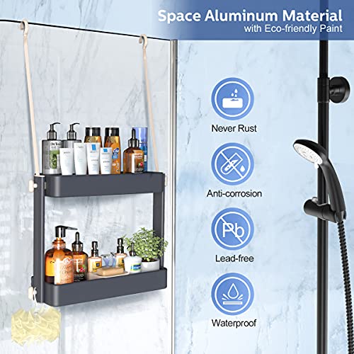 ADOVEL Shower Caddy Hanging, 2 in 1 Shower Head Caddy Organizer