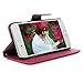 iPhone 6S Plus Case,iPhone 6 Plus Case Wallet Case Kickstand 3D Embossed Floral Bird PU Leather Flip Case & Magnetic Clip ID/Credit Card Holders Diamond Dust Plug Stylus Pen by Badalink - Hot Pink