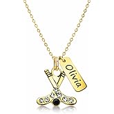 Sportybella Personalized Hockey Necklace with Engraved Charm, Gold Hockey Jewelry, Hockey Gifts, Ice Hockey Charm Necklace, for Girl Hockey Players & Hockey Moms