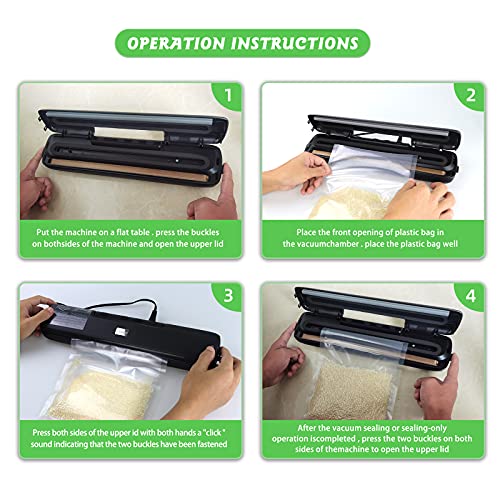 Vacuum Sealer Machine, Automatic Food Saver Machine Air Sealing System with Hose &15 Bags, Dry & Moist Food Modes