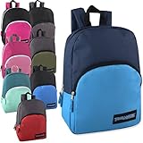Classic 15 Inch Backpacks Bulk Wholesale Lot Case Pack 24 Back to School Supplies (8 Two Toned Colors)