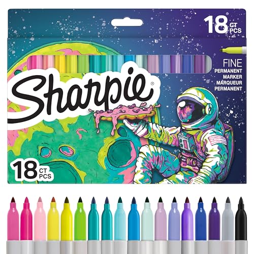 Sharpie Permanent Marker Pens Colouring Set | Limited Edition Colouring Pens | Fine Point | Assorted Colours | 18 Count
