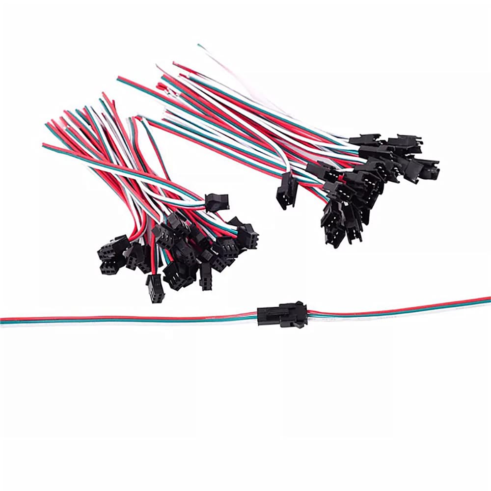 Photo 1 of 10 Sets 3 Pin JST SM Male Female Plug LED Connector Cable 15cm 22awg Wire for WS2812B WS2812 WS2811 SK6812 SK6812-RGBW LED Strip Light