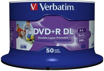 Verbatim DVD+R Double Layer 8.5GB 8x Speed 50 Pack Spindle Scratch Protection