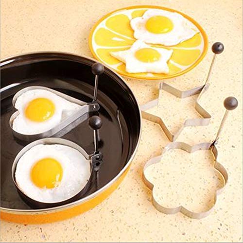Egg Ring Pancake Mold 10 PCS Set ZOCONE DIY Creative Stainless Steel Cooking Mold Omelette Mold Set Non-Stick Hot Kitchen Cooking Omelette Model Egg Pancakes,with 2 Piece High Temperature Baking Barbe