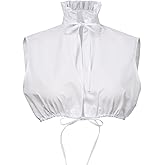 UniqKaliber Women Cotton Shirts Ruffle Collar, Victorian High Neck Faux Collars Detachable Mock Blouse for Dress Costume